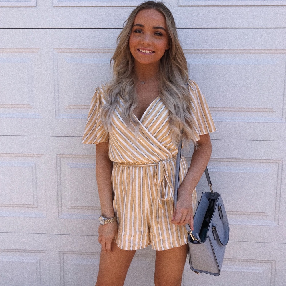 Yellow Striped Romper